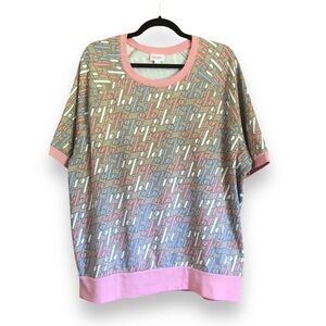 LuLaRoe Jane Short Sleeve Sweatshirt 1976 Americana Print Size 3XL